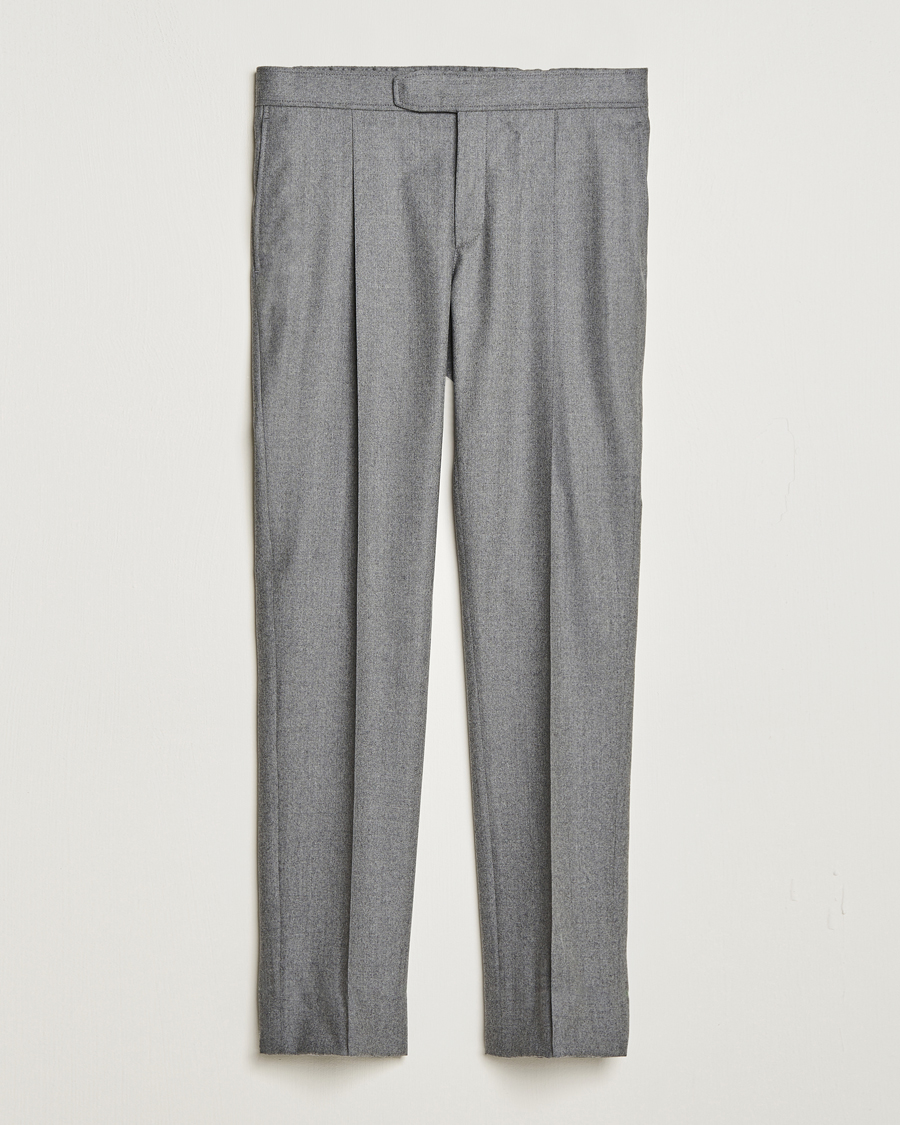 Herre | | Brioni | Melbourne Drawstring Flannel Trousers Grey Melange