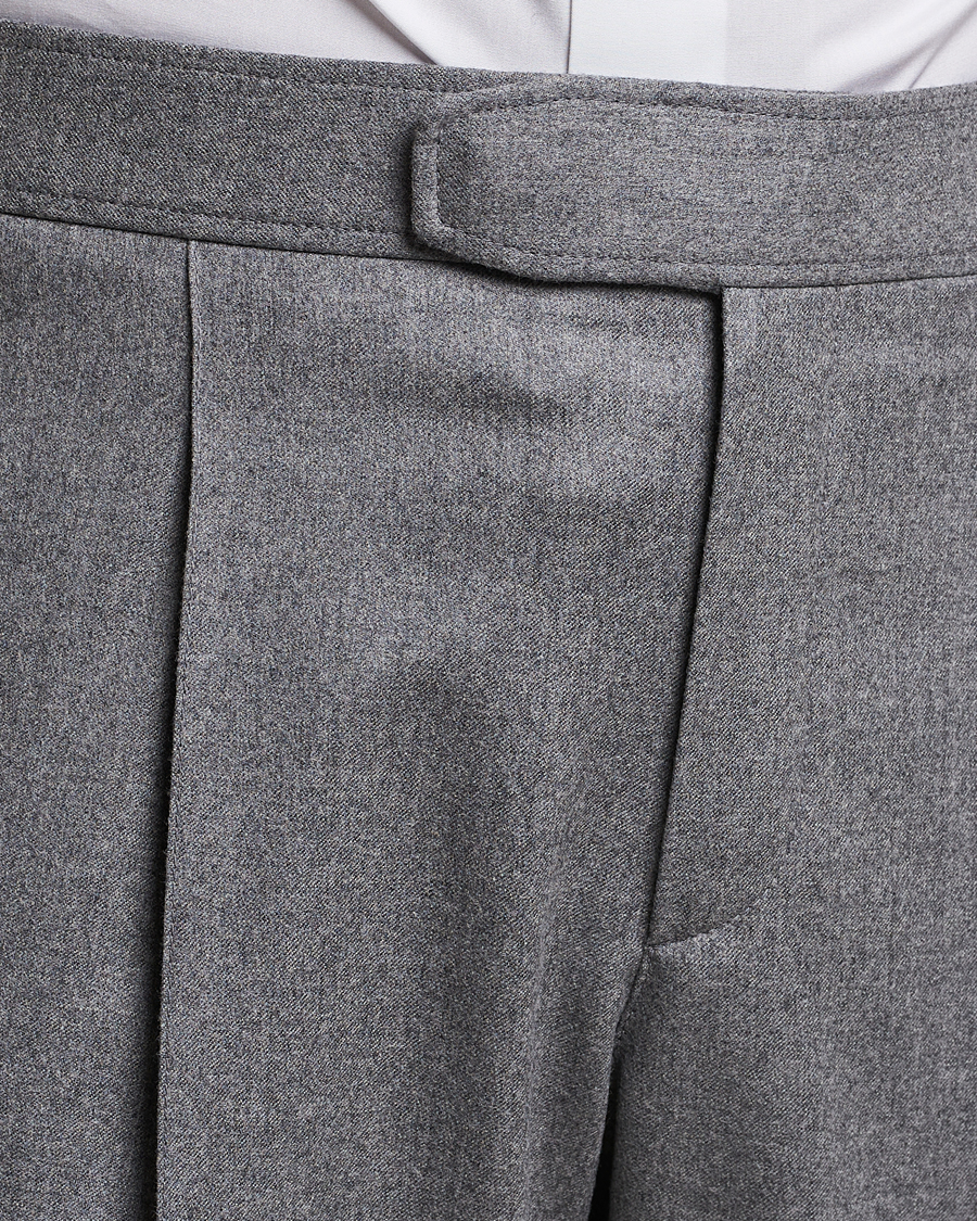 Herre | Bukser | Brioni | Melbourne Drawstring Flannel Trousers Grey Melange