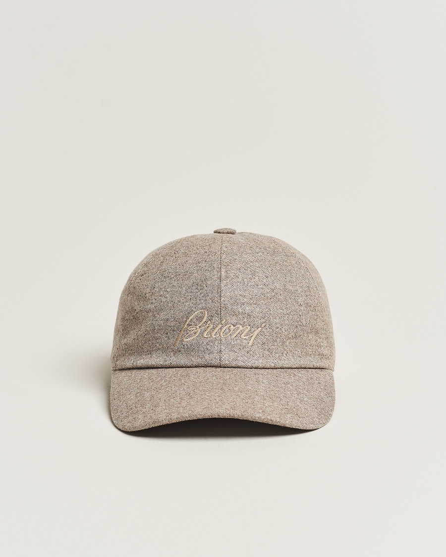 Herre | | Brioni | Soft Flannel Baseball Cap Beige Melange