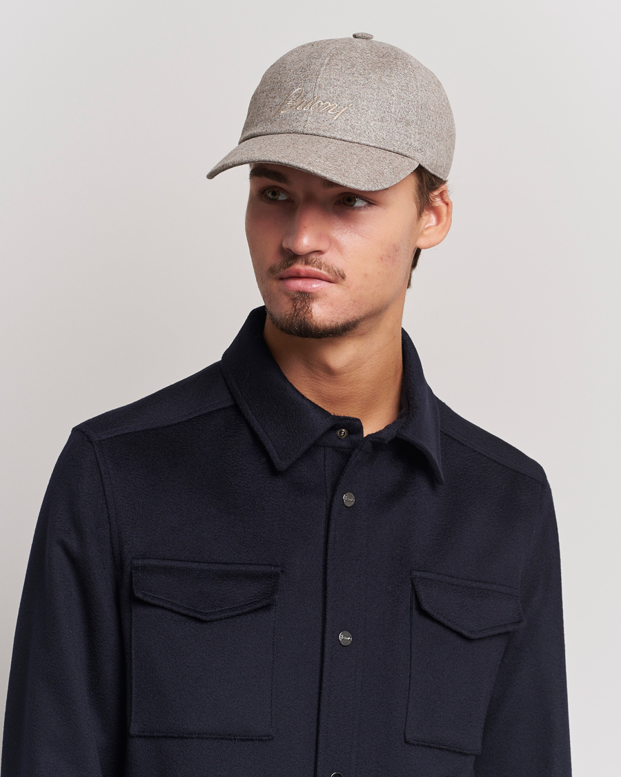 Herre | | Brioni | Soft Flannel Baseball Cap Beige Melange