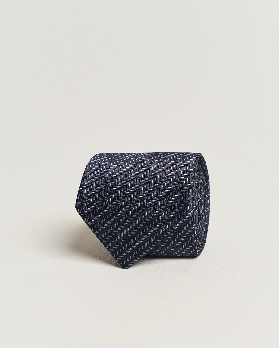 Herre | Brioni Zig Zag Jacuqard Silk Tie Navy | Brioni | Zig Zag Jacuqard Silk Tie Navy