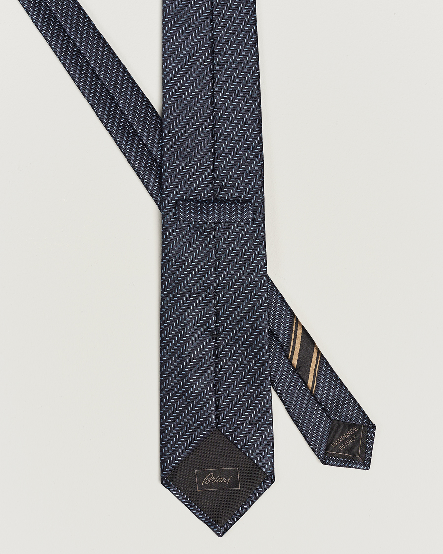 Herre | Brioni Zig Zag Jacuqard Silk Tie Navy | Brioni | Zig Zag Jacuqard Silk Tie Navy