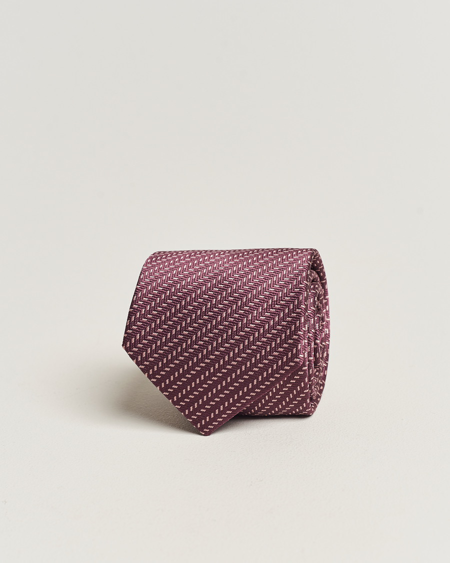 Herre | | Brioni | Zig Zag Jacuqard Silk Tie Burgundy