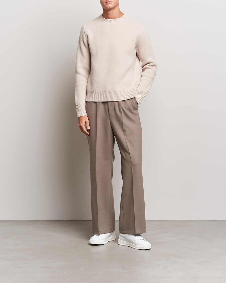 Herre | Gensere | Lanvin | Cashmere Blend Crew Neck Sweater Light Beige