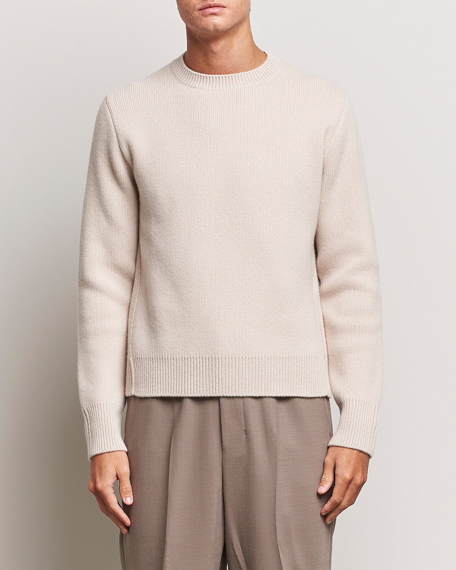Herre | Pullovers rund hals | Lanvin | Cashmere Blend Crew Neck Sweater Light Beige