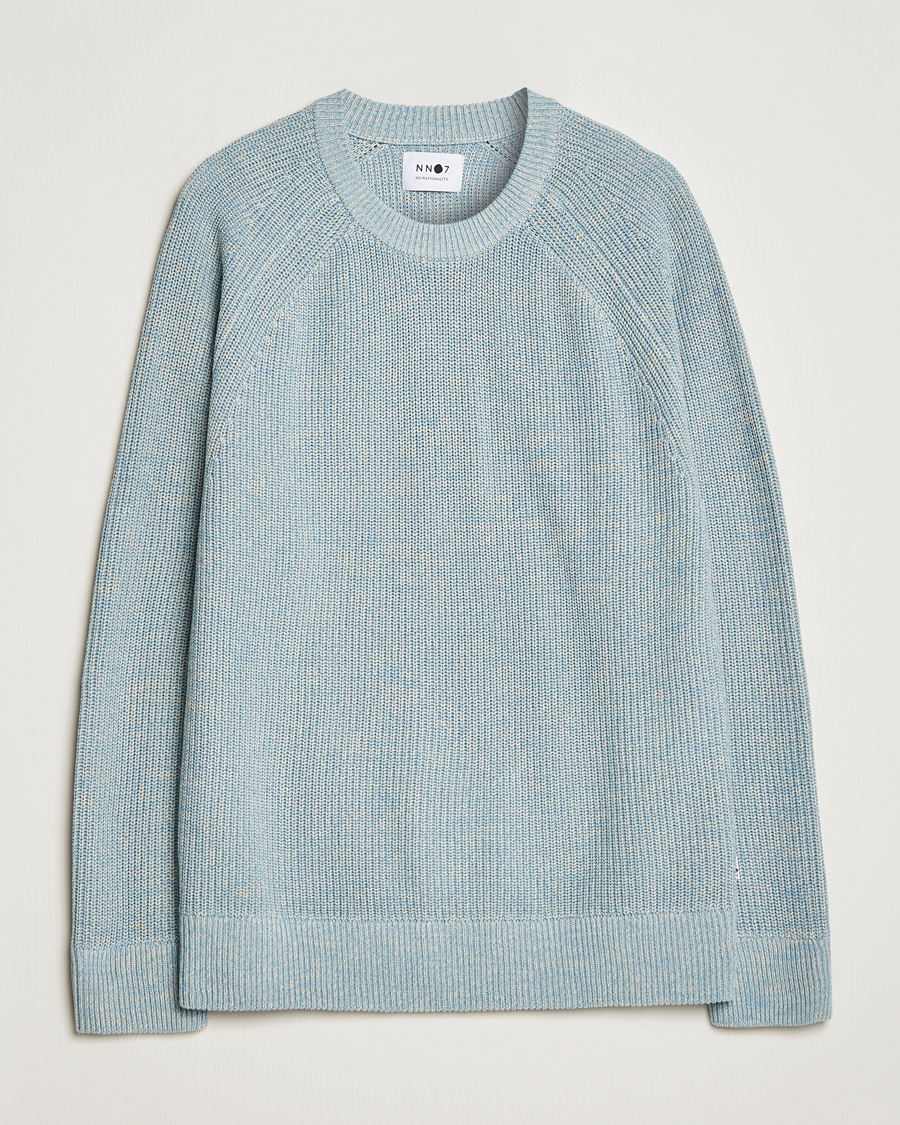 Herre | Gensere | NN07 | Jacobo Organic Cotton Knitted Sweater Ashley Blue Mel