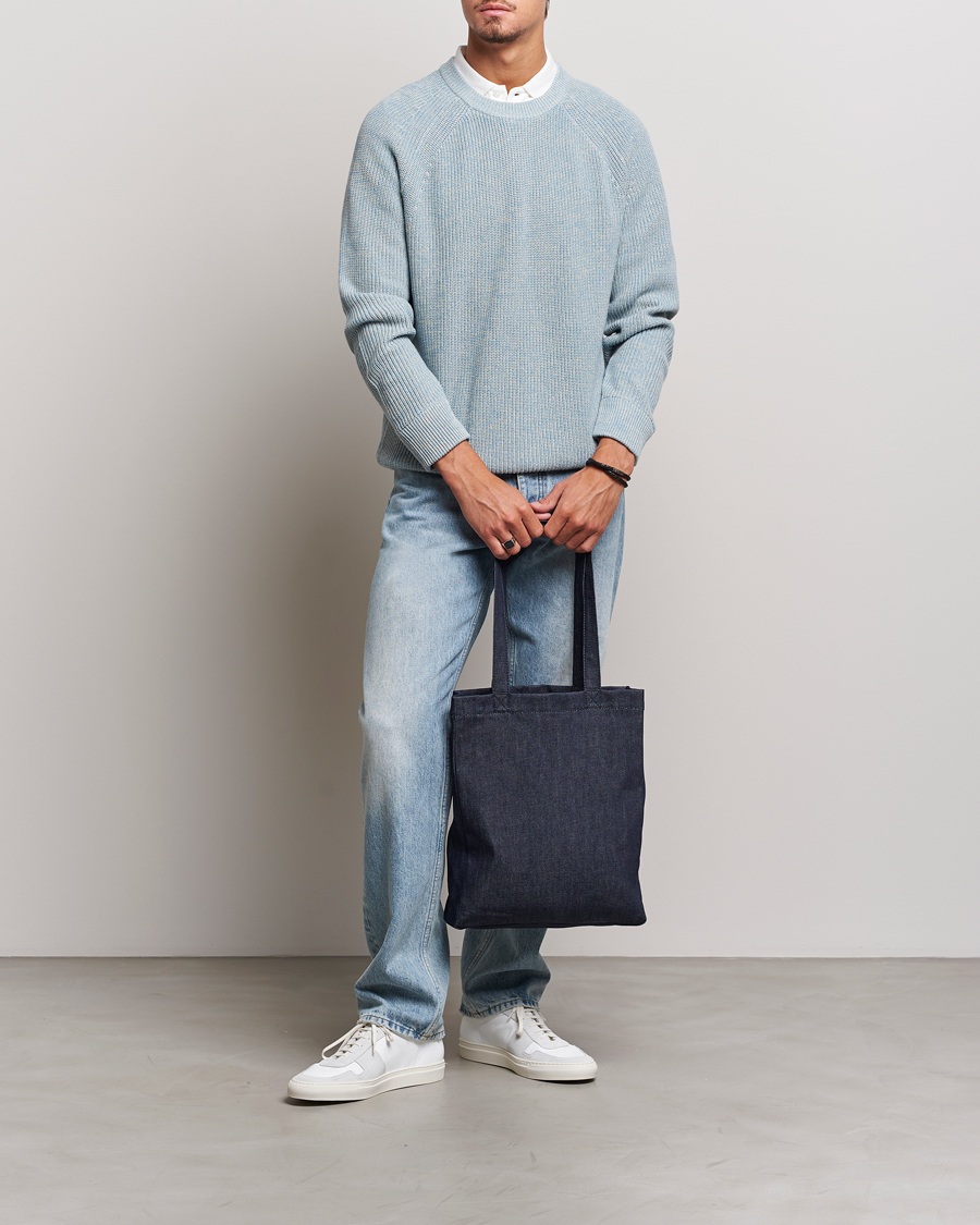 Herre | Gensere | NN07 | Jacobo Organic Cotton Knitted Sweater Ashley Blue Mel