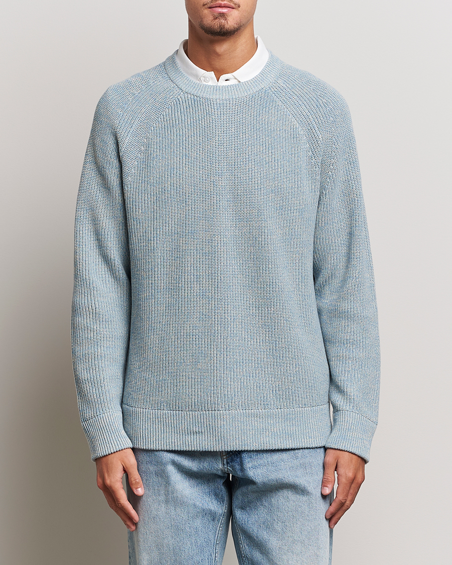 Herre | Gensere | NN07 | Jacobo Organic Cotton Knitted Sweater Ashley Blue Mel