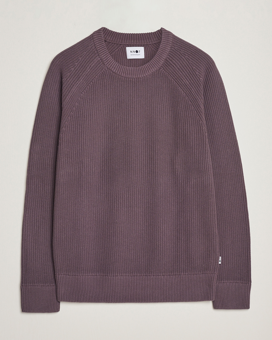 Herre | Gensere | NN07 | Jacobo Organic Cotton Knitted Sweater Purple Brown