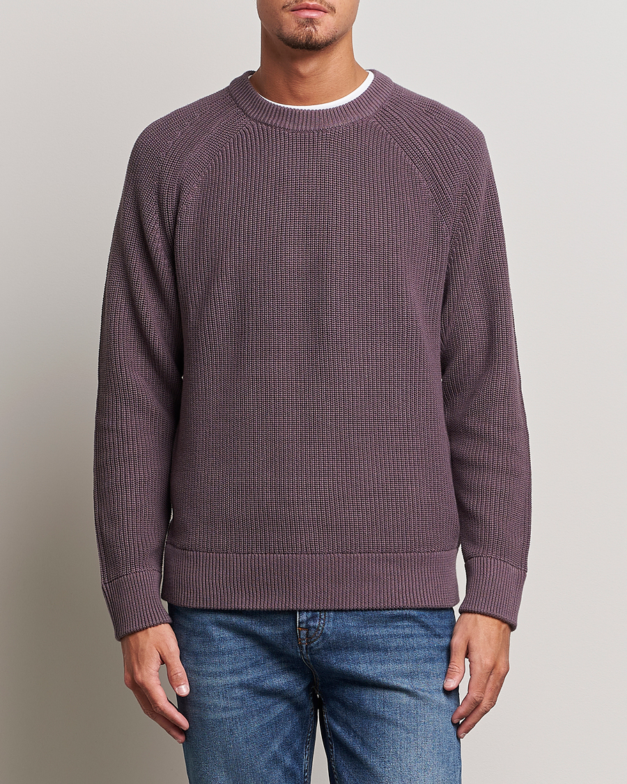 Herre | Gensere | NN07 | Jacobo Organic Cotton Knitted Sweater Purple Brown