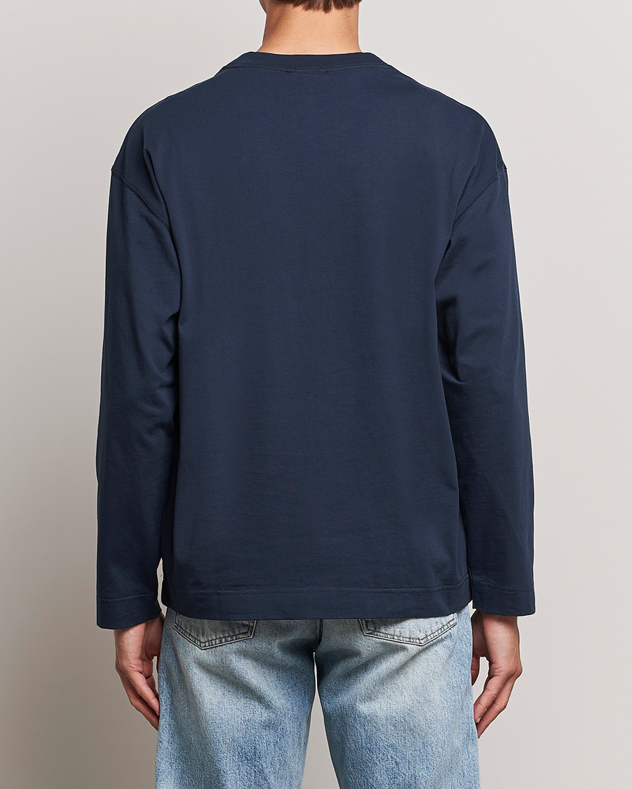 Herre | T-Shirts | NN07 | Benja Pima Cotton Long Sleeve T-Shirt Navy