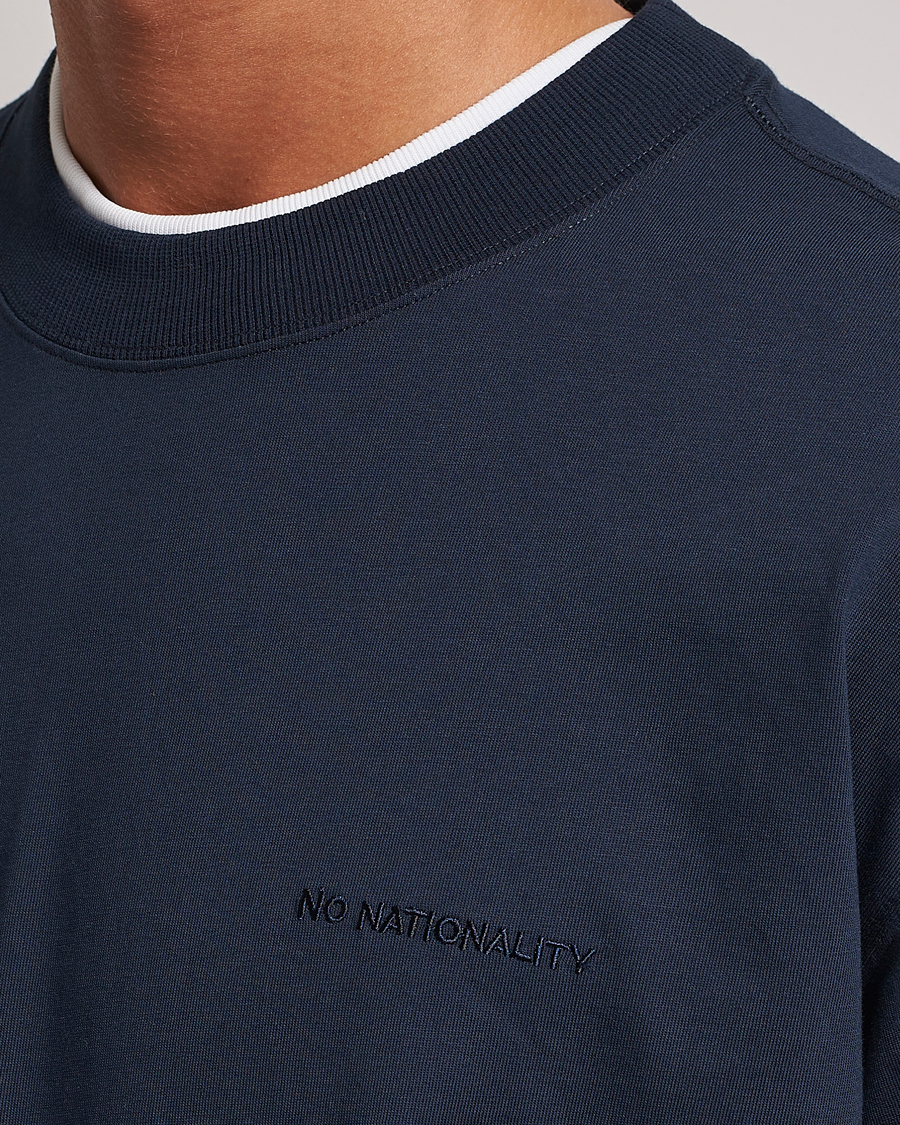Herre | T-Shirts | NN07 | Benja Pima Cotton Long Sleeve T-Shirt Navy