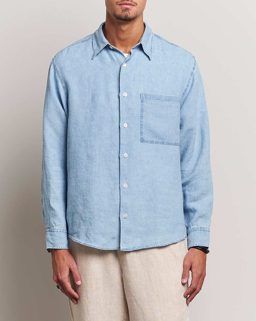 Herre | Jeansskjorter | NN07 | Quinn Linen Shirt Light Indigo