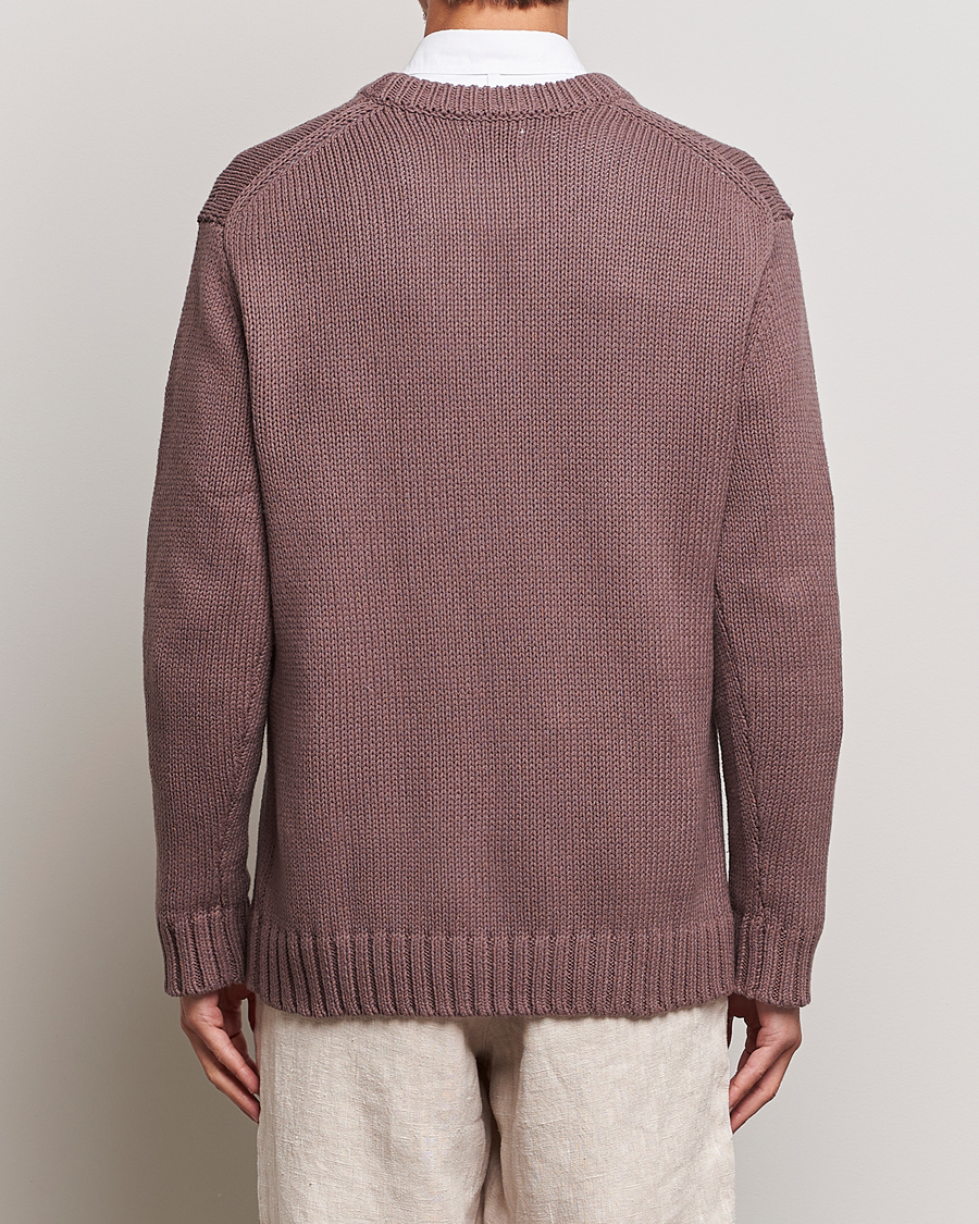 Herre | Gensere | NN07 | Jasper Knitted Cotton Sweatshirt Purple Brown