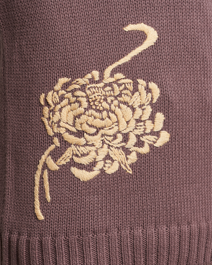 Herre | Gensere | NN07 | Jasper Knitted Cotton Sweatshirt Purple Brown
