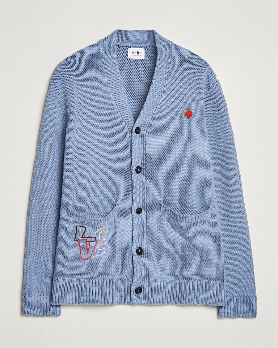 Herre | Gensere | NN07 | Milton Knitted Cardigan Ashley Blue Mel