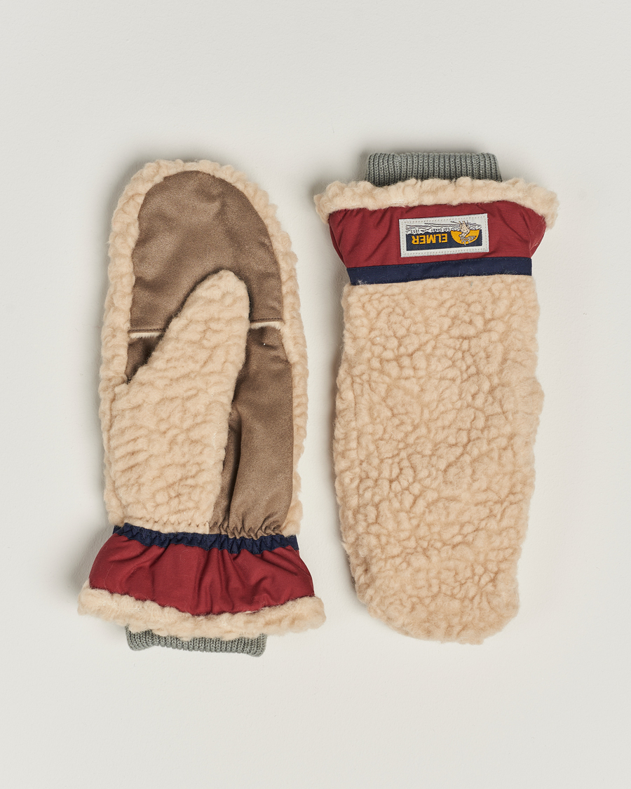 Herre | Elmer by Swany Miyo Wool Teddy Mittens Beige/Wine | Elmer by Swany | Miyo Wool Teddy Mittens Beige/Wine