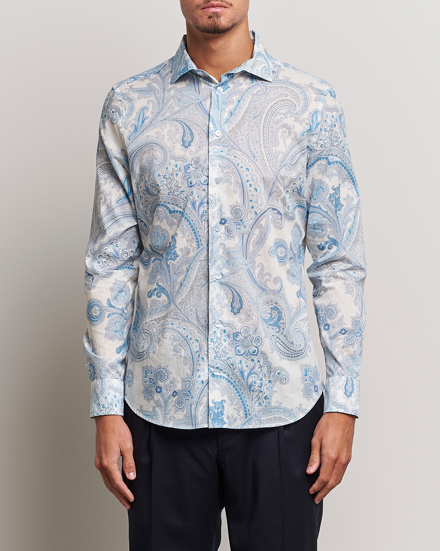 Herre |  | Etro | Slim Fit Paisley Shirt Azzurro