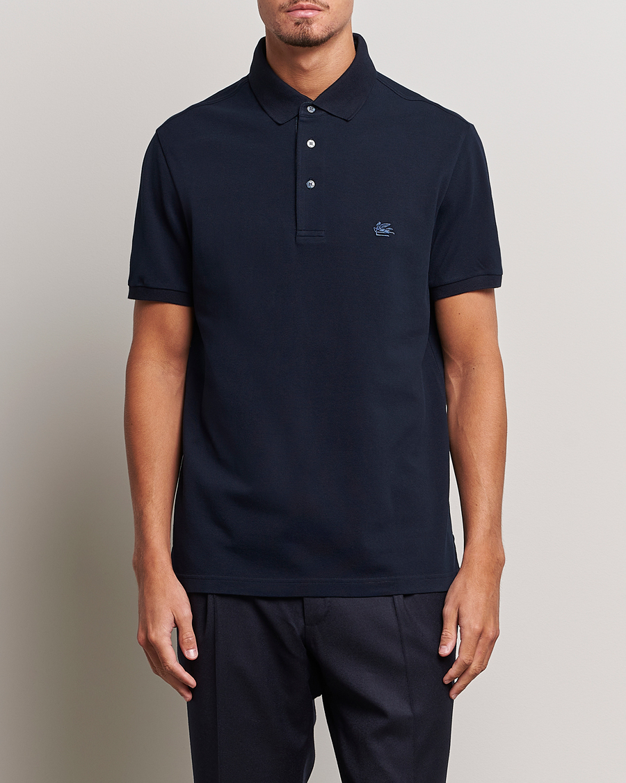 Herre |  | Etro | Short Sleeve Contrast Polo Navy