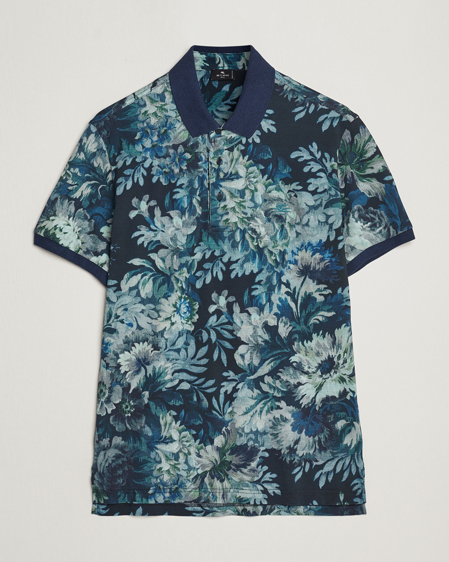 Herre | Pikéer | Etro | Short Sleeve Printed Polo Dark Blue