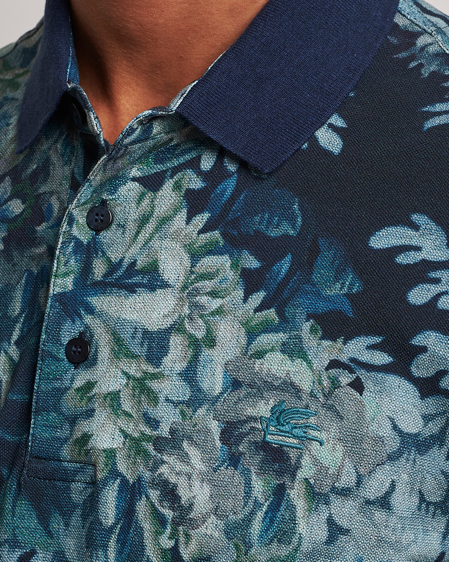 Herre | Pikéer | Etro | Short Sleeve Printed Polo Dark Blue