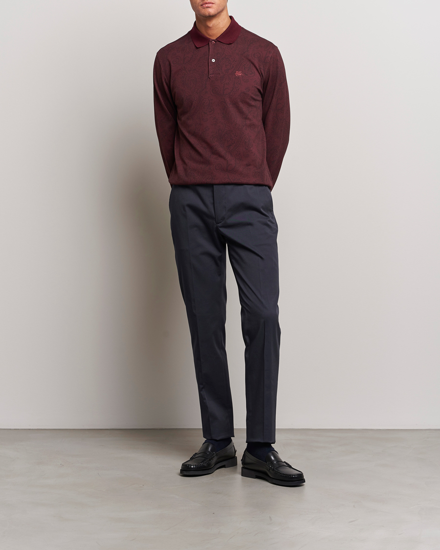 Herre | Gensere | Etro | Tonal Paisley Long Sleeve Polo Burgundy