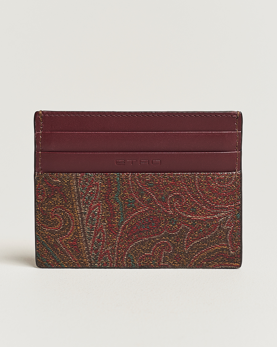 Herre |  | Etro | Paisley Leather Cardholder Burgundy