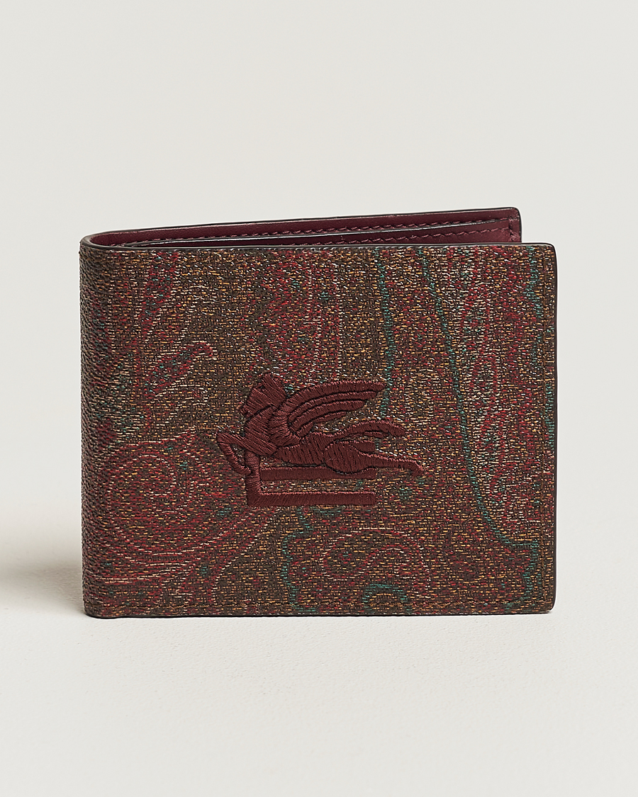 Herre | Etro Paisley Leather Wallet Burgundy | Etro | Paisley Leather Wallet Burgundy