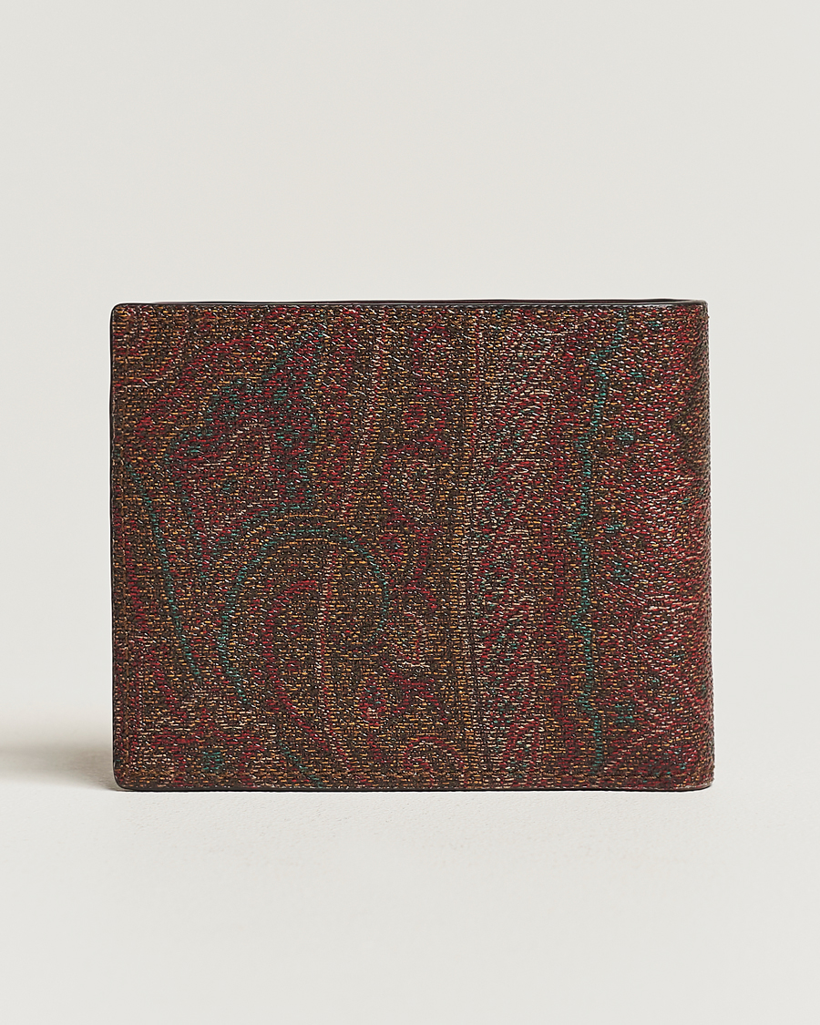 Herre | Etro Paisley Leather Wallet Burgundy | Etro | Paisley Leather Wallet Burgundy