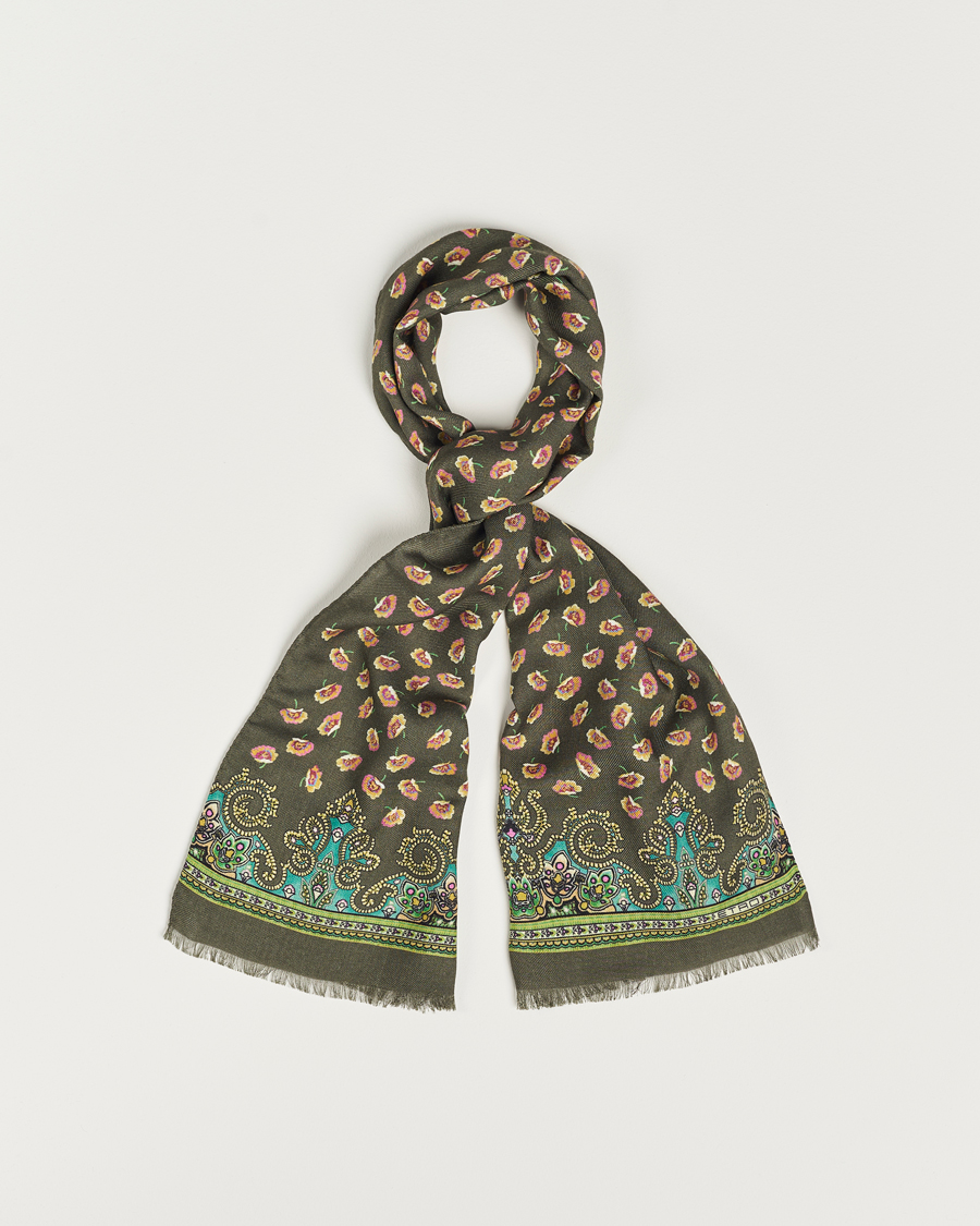 Herre | Etro | Etro | Printed Wool/Silk Scarf Green