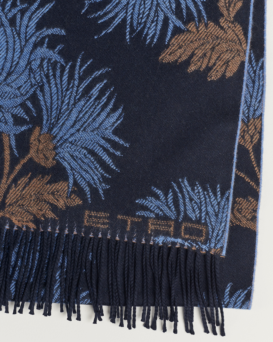 Herre | Etro Floral Wool Scarf Dark Blue | Etro | Floral Wool Scarf Dark Blue