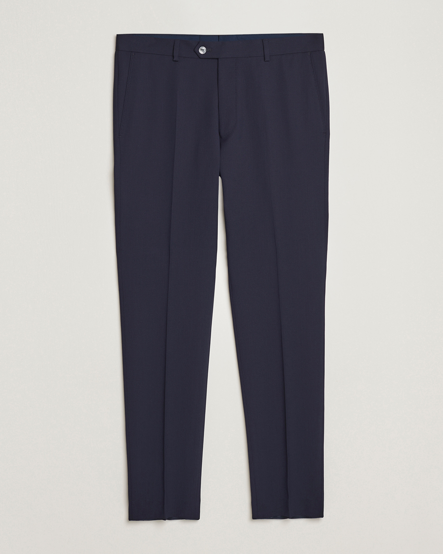 Herre |  | Oscar Jacobson | Denz Structured Wool Trousers Blue