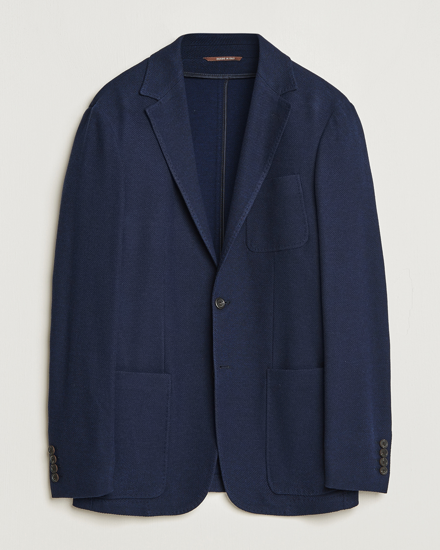 Herre | Dressjakker | Canali | Structured Wool Jersey Jacket Navy