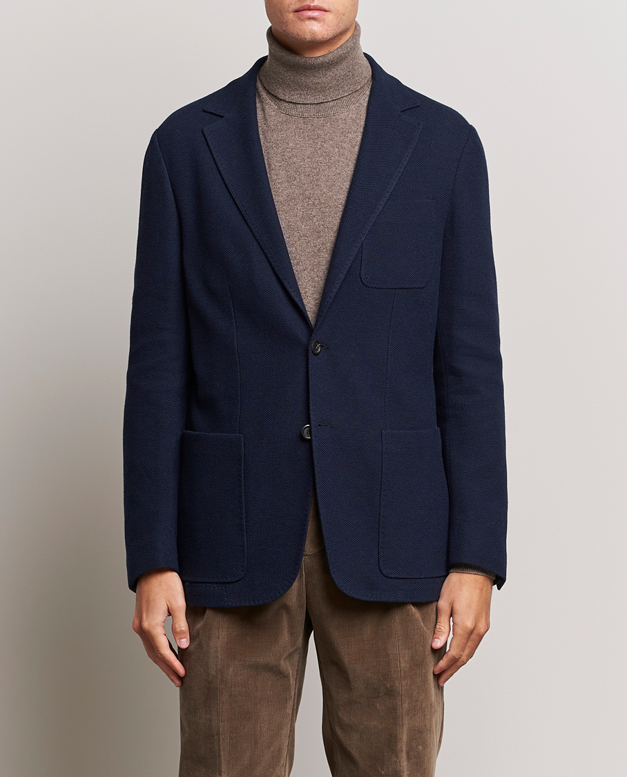 Herre | Dressjakker | Canali | Structured Wool Jersey Jacket Navy