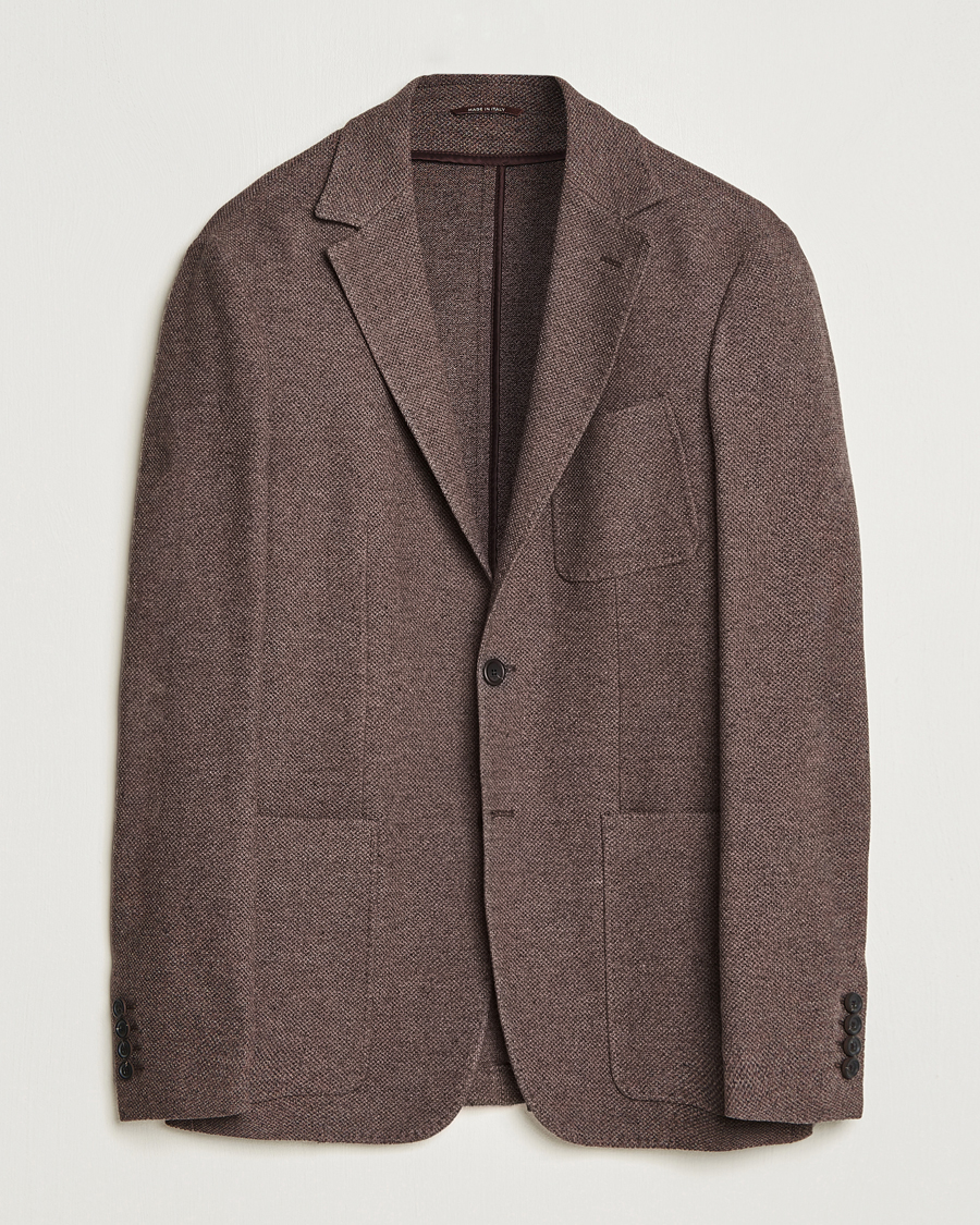 Herre | Canali | Canali | Structured Wool Jersey Jacket Beige