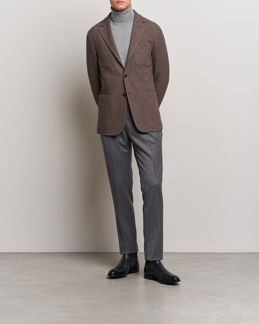 Herre | Dressjakker | Canali | Structured Wool Jersey Jacket Beige