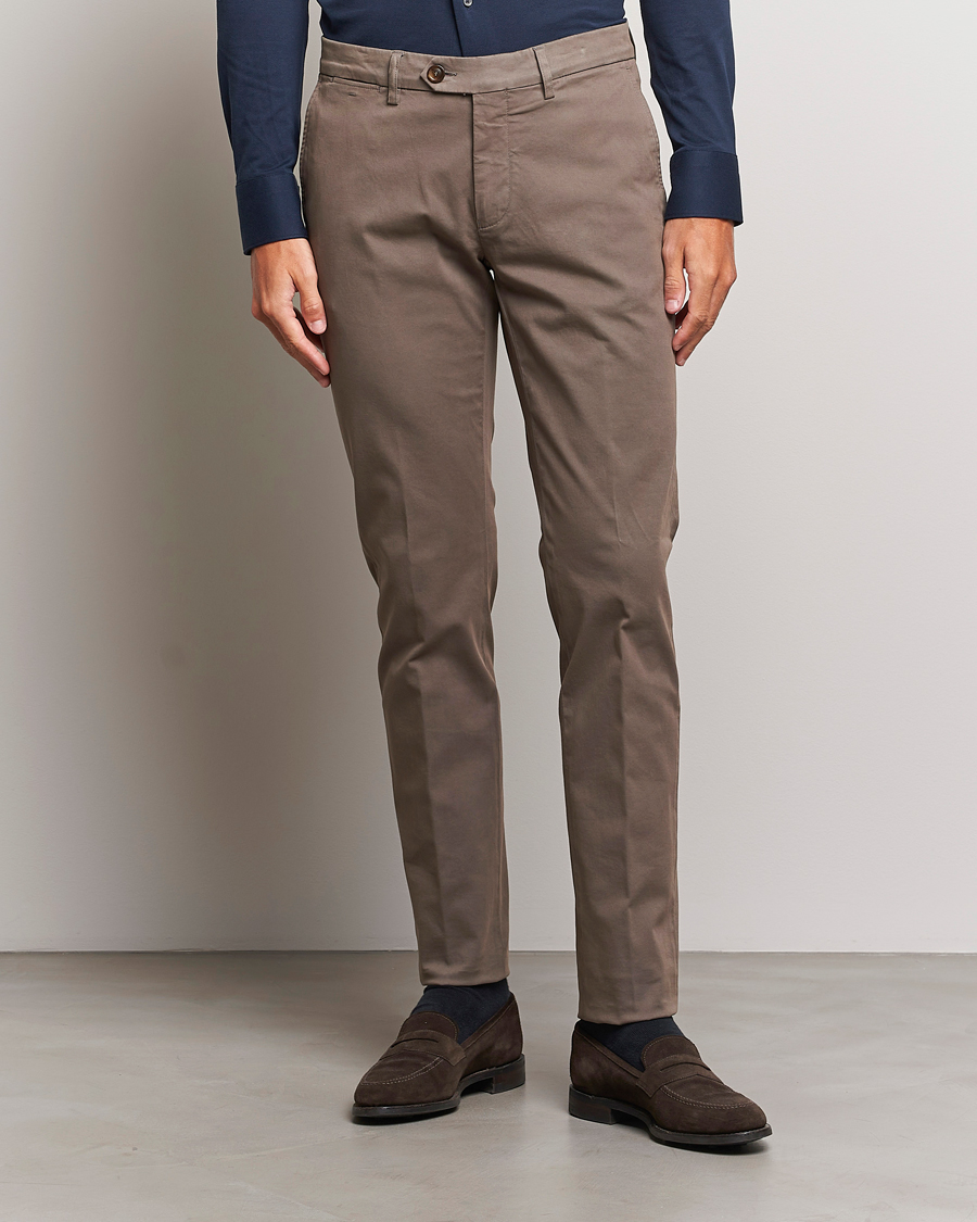Herre | | Canali | Slim Fit Stretch Chinos Brown