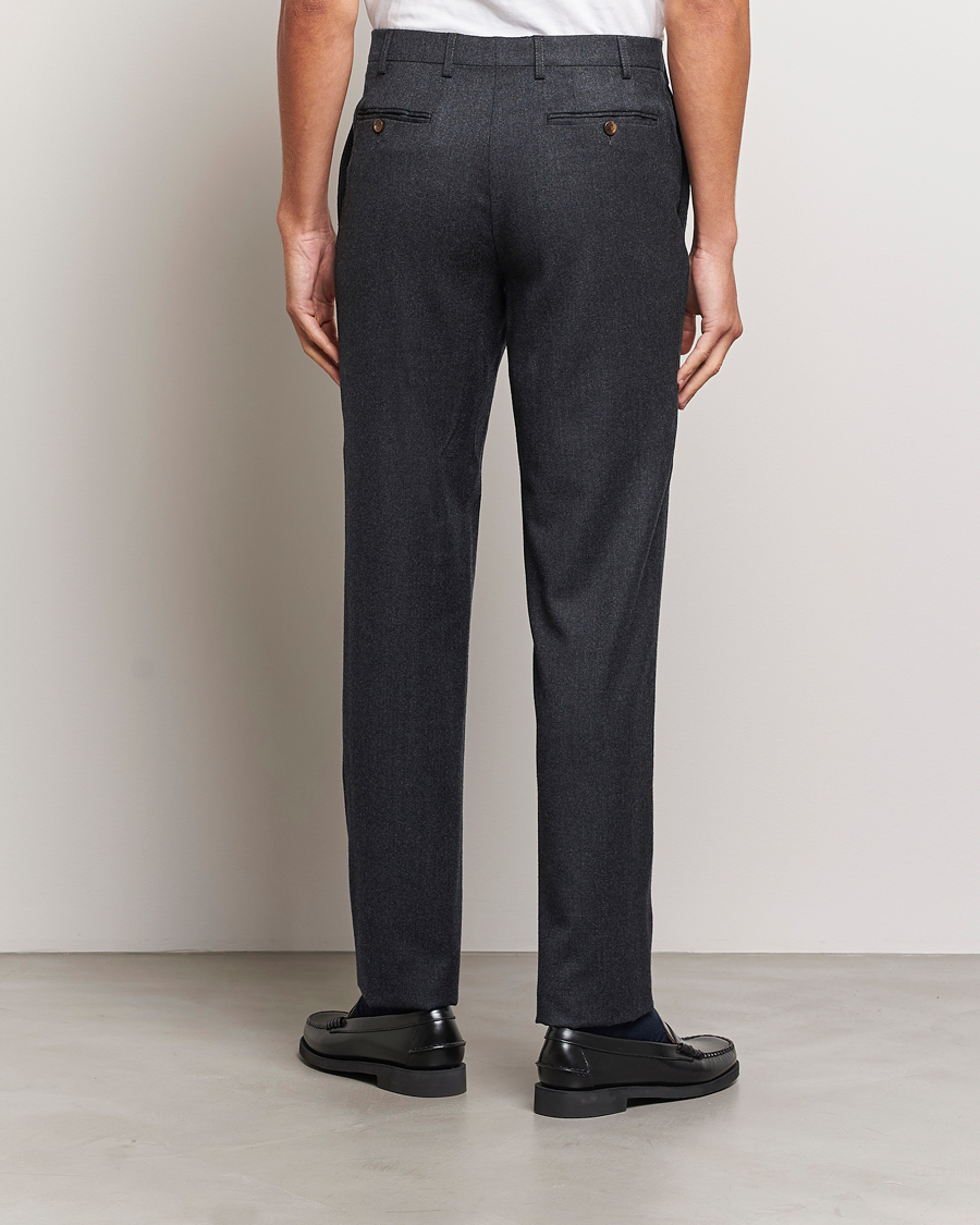 Herre | Bukser | Canali | Slim Fit Flannel Trousers Charcoal