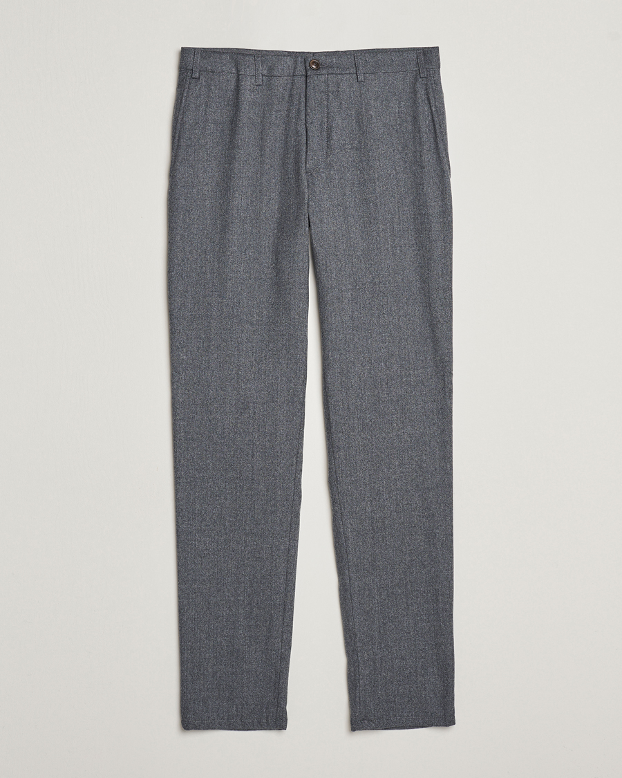 Herre | Bukser | Canali | Slim Fit Washable Flannel Trousers Grey Melange