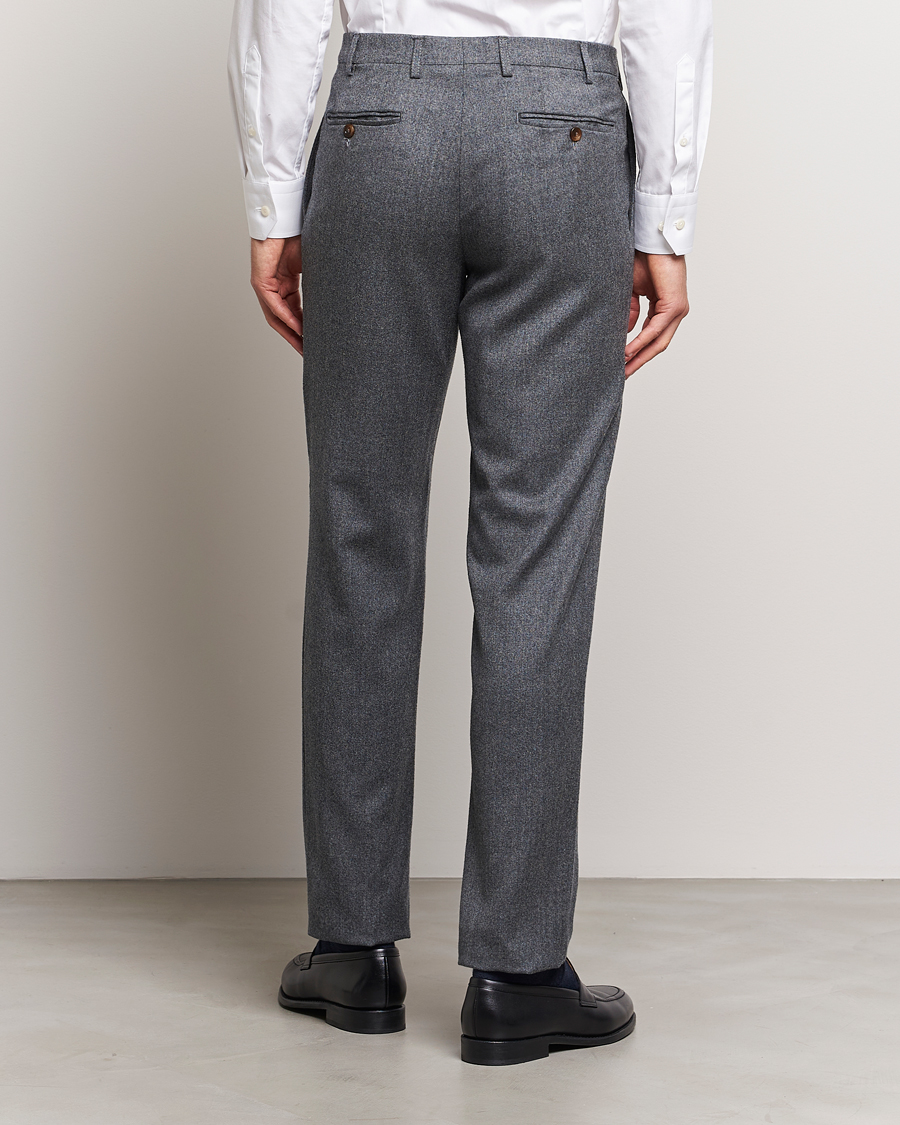 Herre | Bukser | Canali | Slim Fit Washable Flannel Trousers Grey Melange