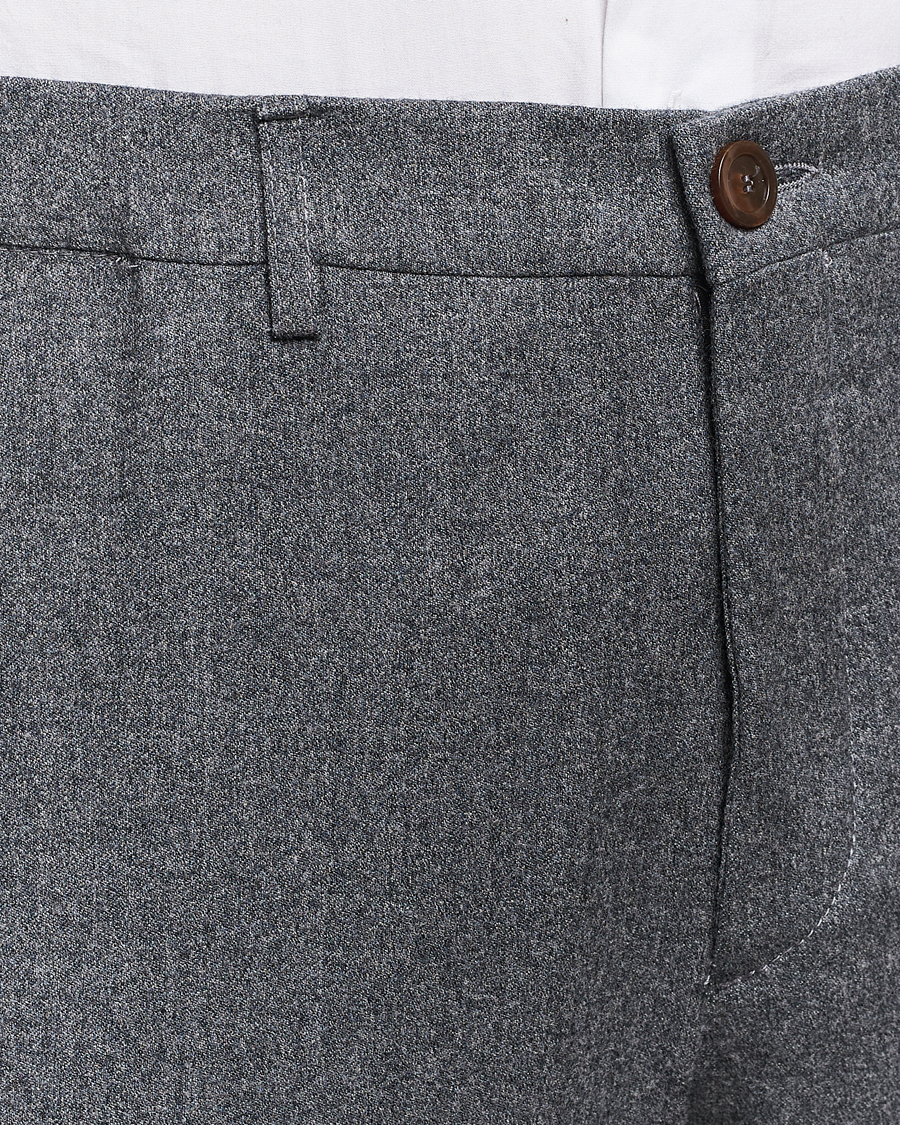 Herre | Bukser | Canali | Slim Fit Washable Flannel Trousers Grey Melange