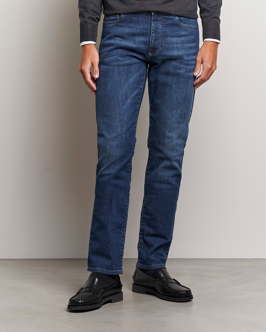 Herre | Canali | Canali | Slim Fit Stretch Jeans Medium Blue Wash