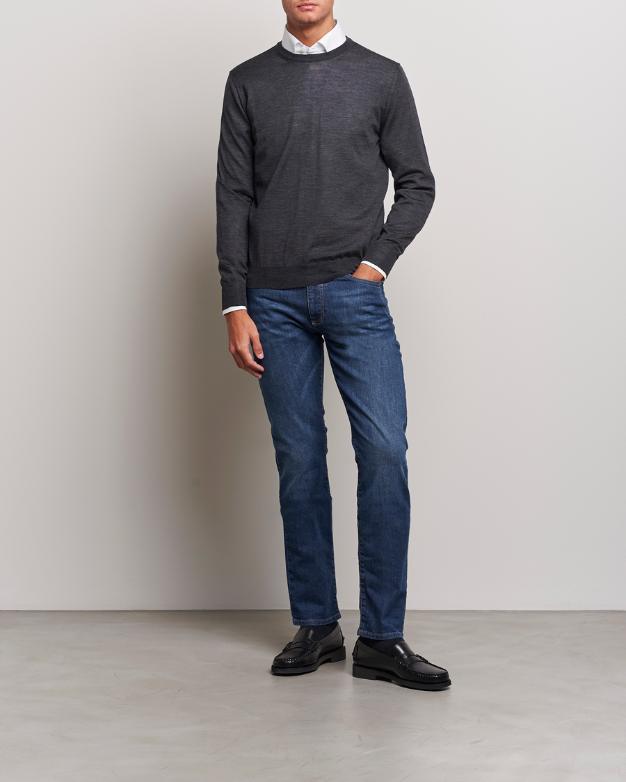 Herre | Gensere | Canali | Merino Wool Crew Neck Charcoal