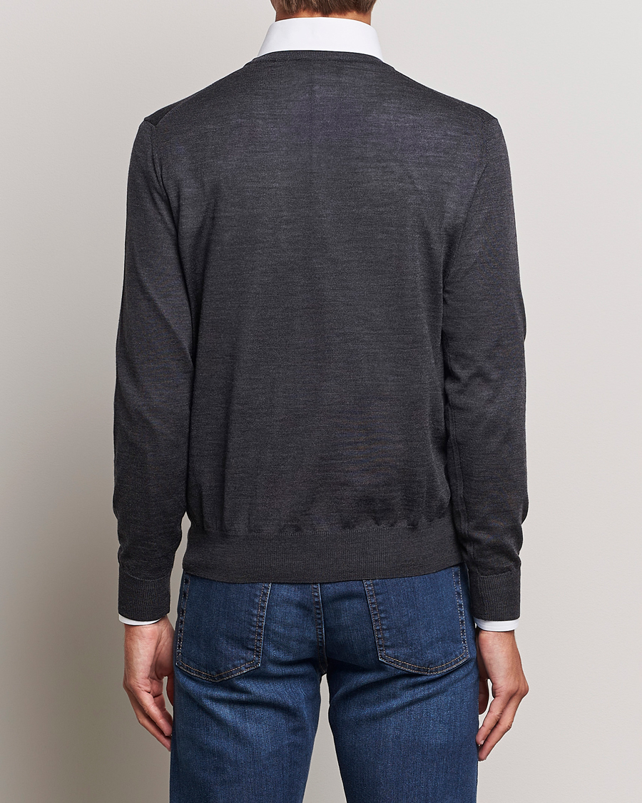 Herre | Gensere | Canali | Merino Wool Crew Neck Charcoal