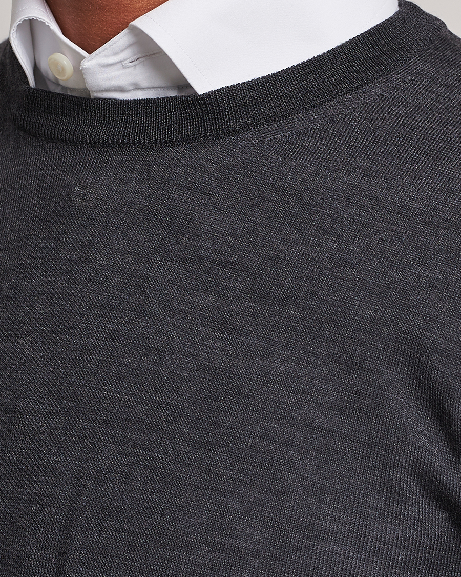 Herre | Gensere | Canali | Merino Wool Crew Neck Charcoal