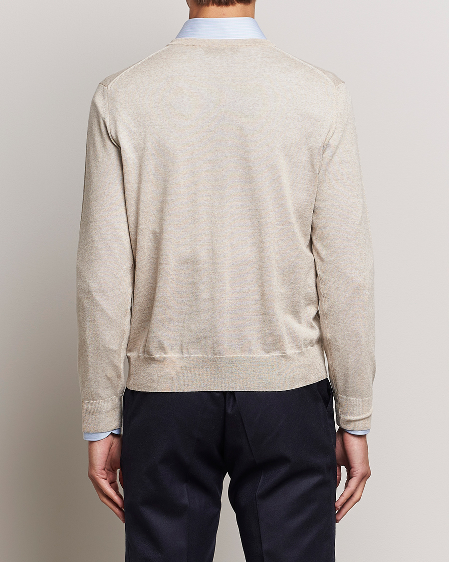 Herre | Gensere | Canali | Merino Wool V-Neck Light Beige