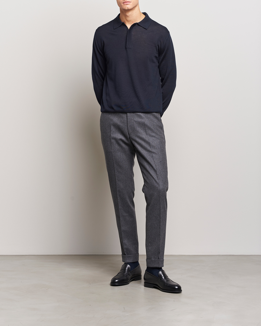 Herre | Gensere | Canali | Merino Wool Half Zip Navy