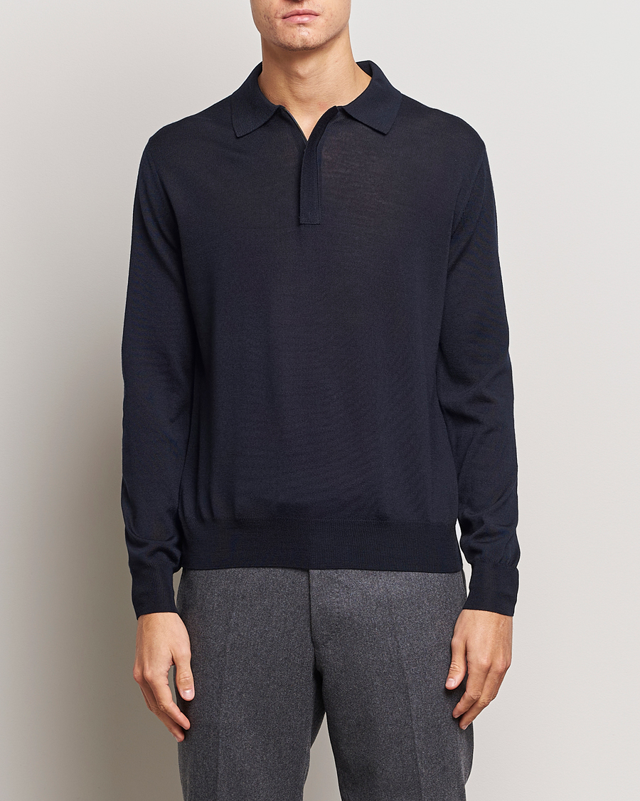 Herre | Gensere | Canali | Merino Wool Half Zip Navy