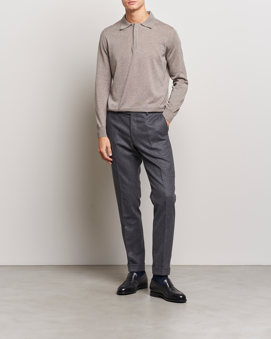 Herre | Gensere | Canali | Merino Wool Half Zip Taupe