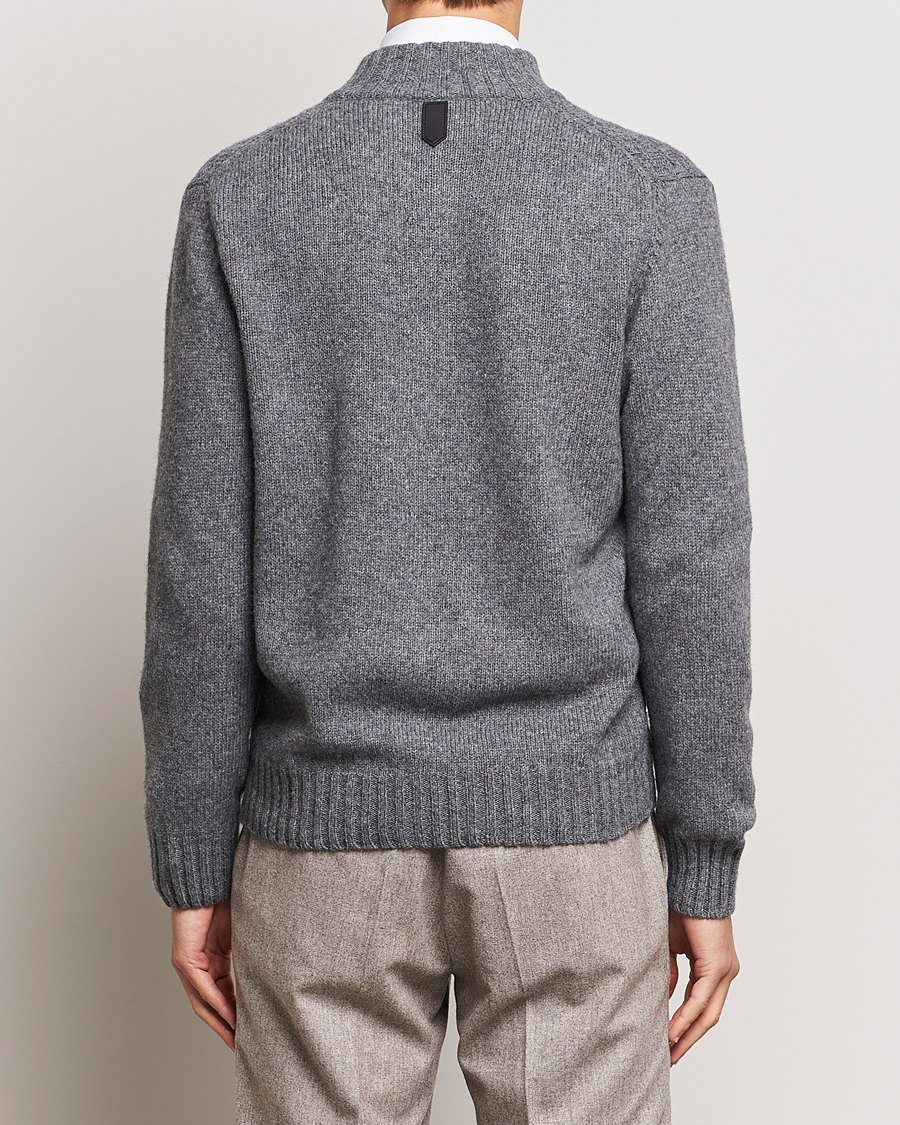 Herre | Gensere | Canali | Chunky Wool Cardigan Grey Melange